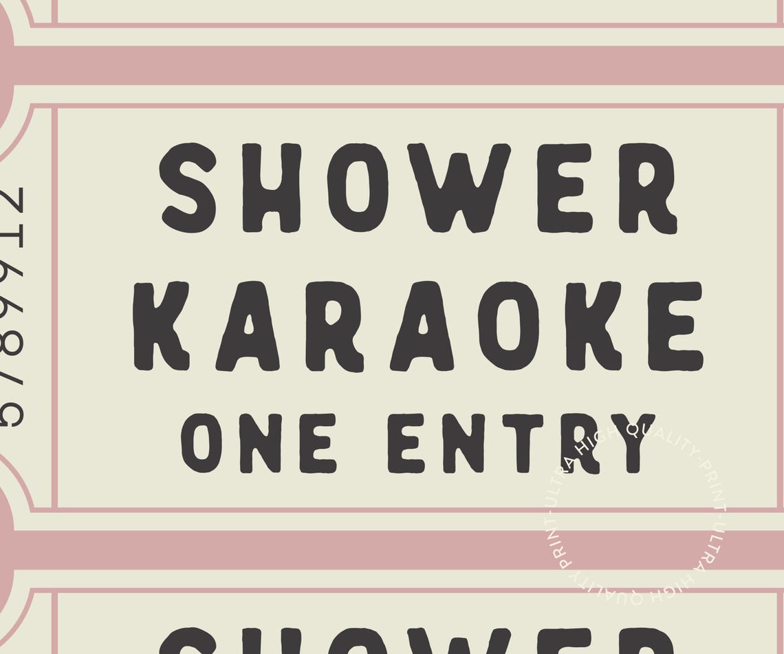 Shower Karaoke One Entry Pink Ticket Funny Bathroom Retro Humor Print - Image 5