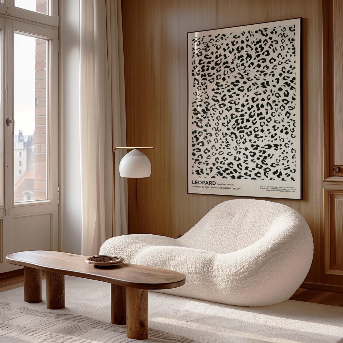 Black and White Leopard Print Panthera Pardus Minimalist Wall Poster - Image 2