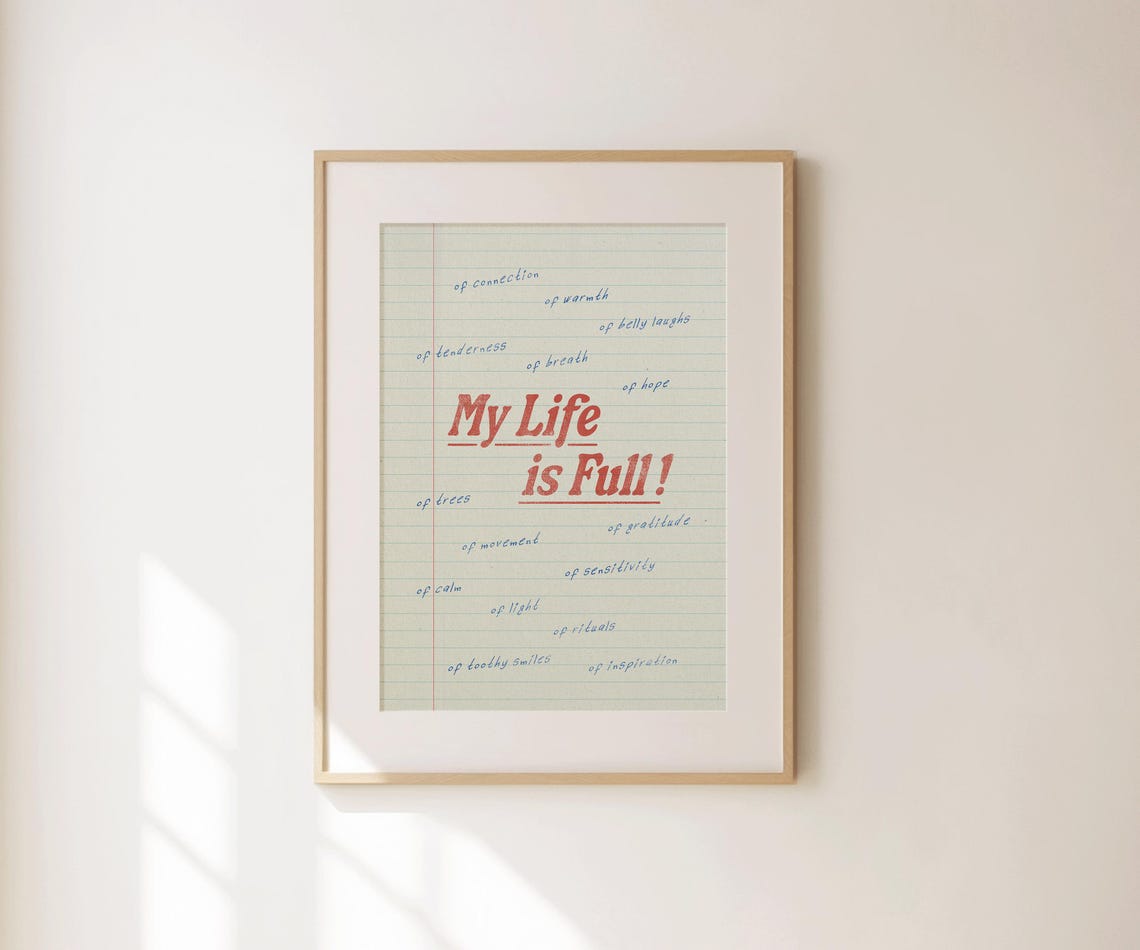 My Life Is Full Funny Gratitude Red Type Notebook Paper Quote Poster - Image 4