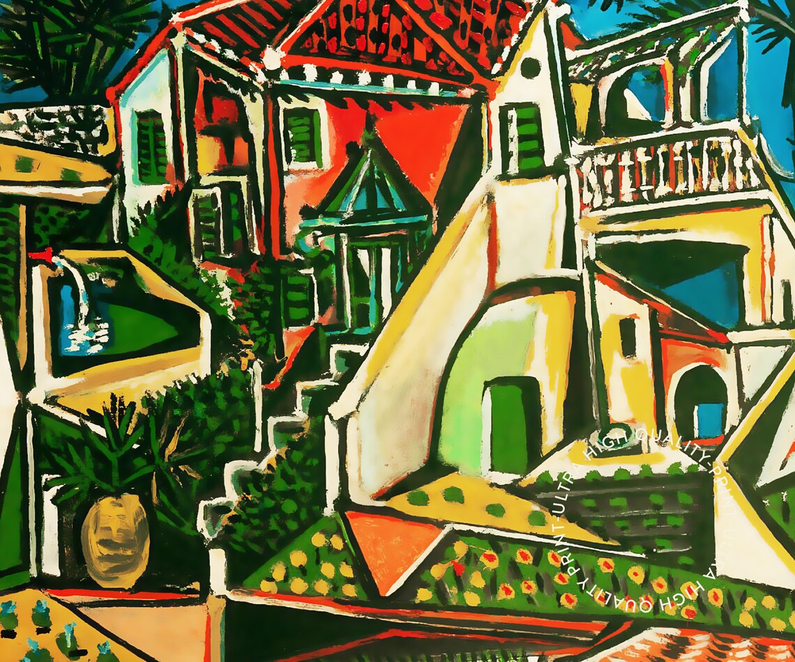 Pablo Picasso Mittelmeerlandschaft Cubist Villa Exhibition Museum Art Print - Image 5