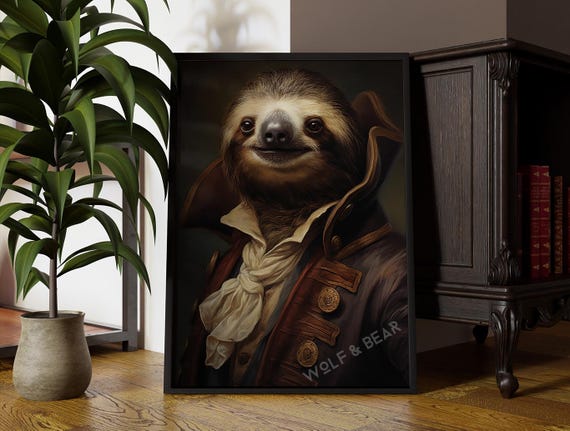 Mr Sloth Altered Animal Portrait Wall Art
