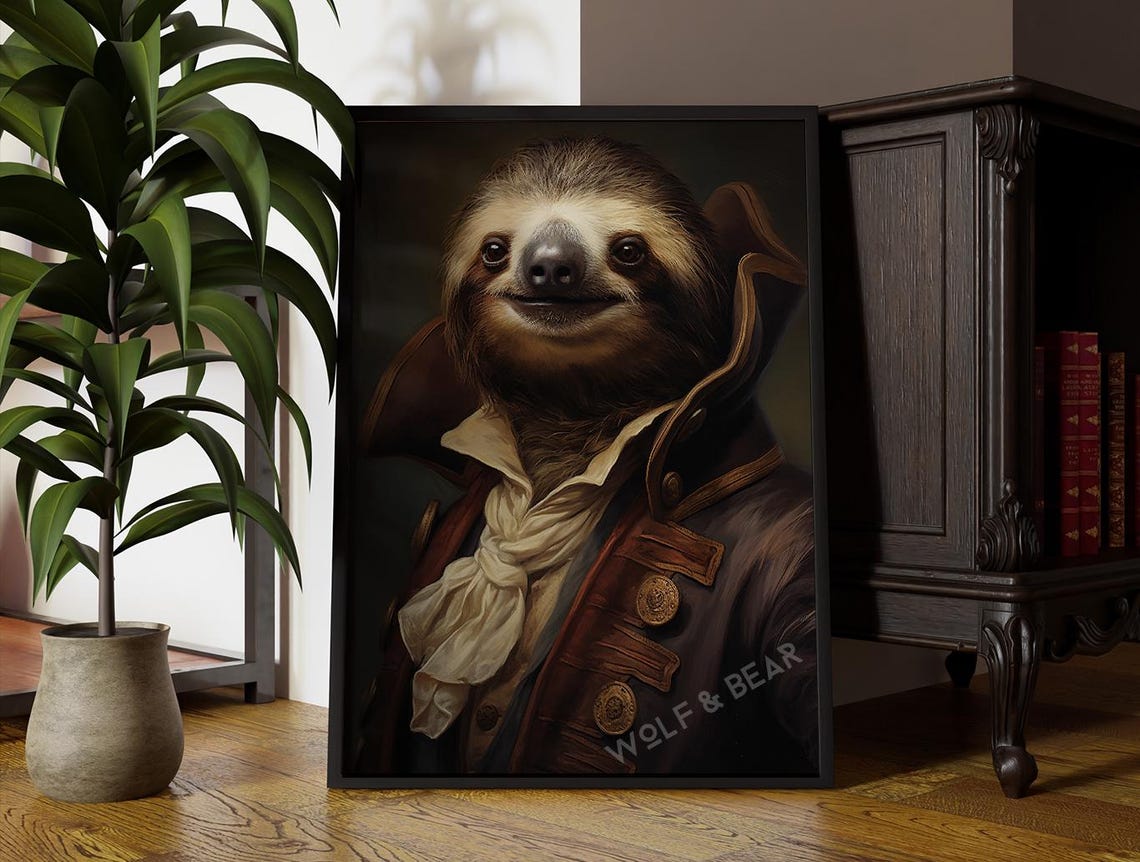 Mr Sloth Altered Animal Portrait Wall Art