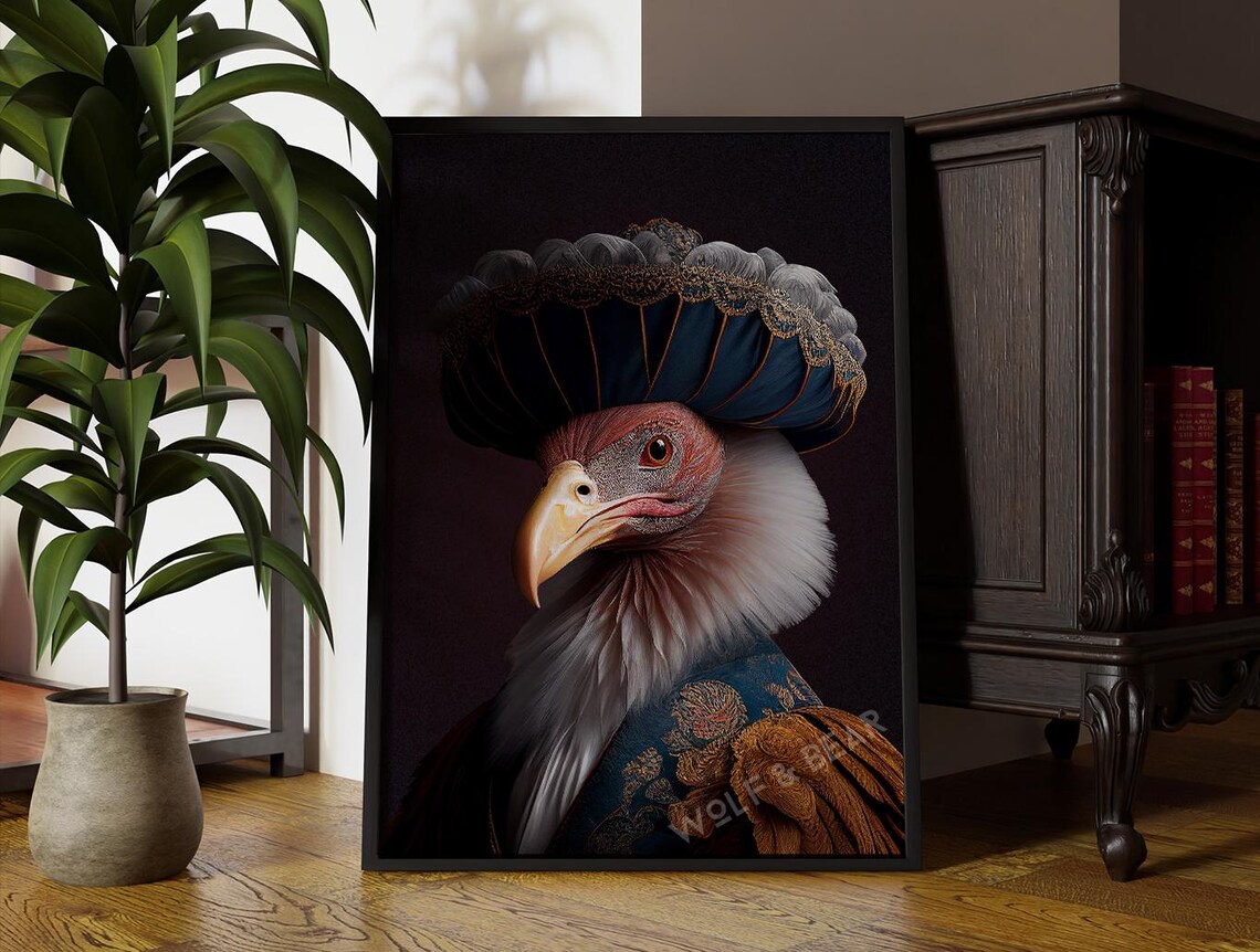 Fabulous Turkey Portrait Baroque Bird in Bonnet Costume Poster