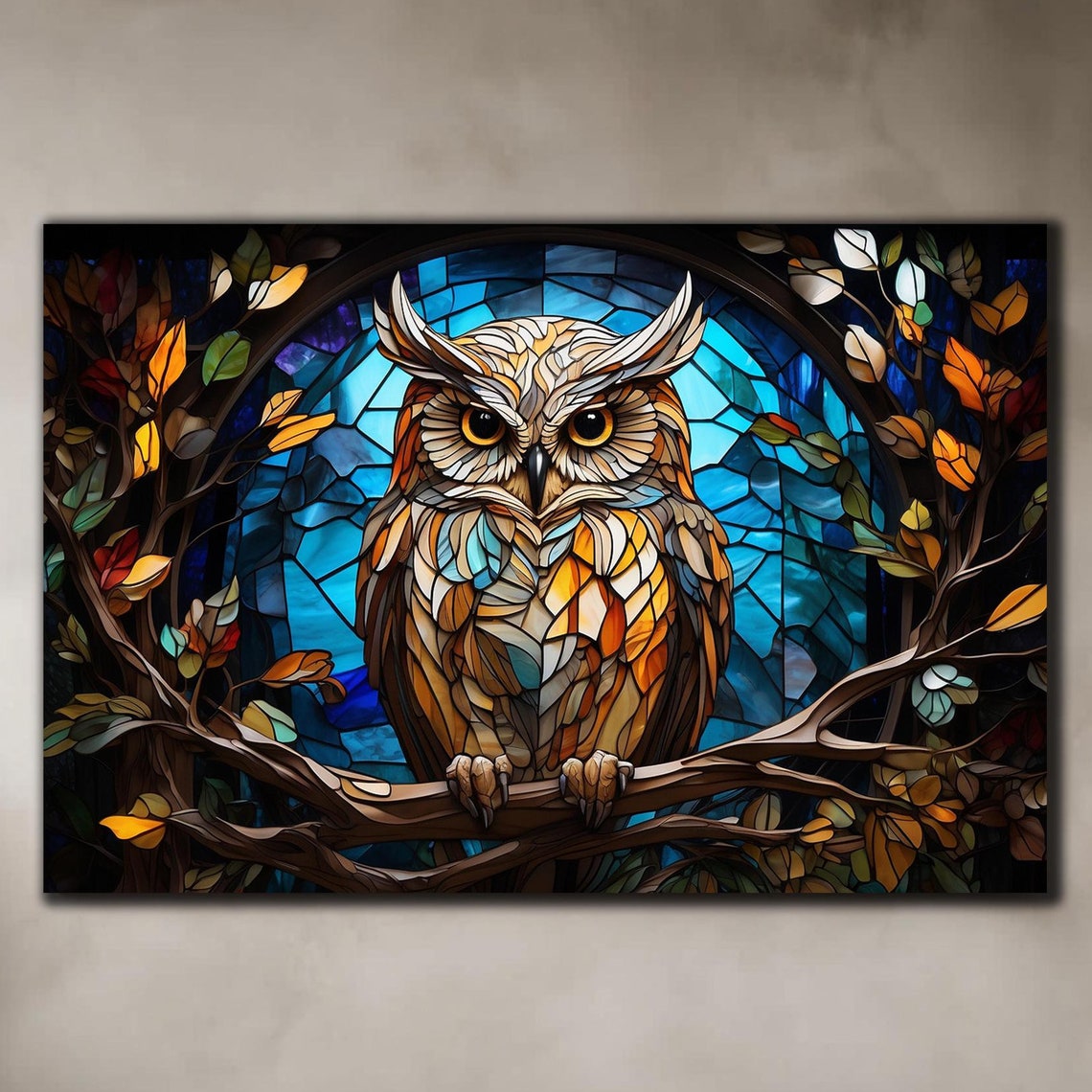 Owl Glass Wall Art Tempered Glass Art Decor Wall Art Decor Cute Owl Glass Art Glass Printing Art Printing Wall Art Owl Glass Painting