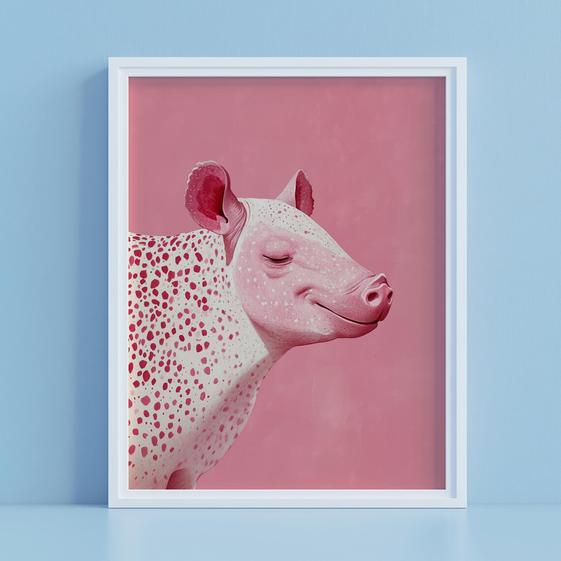 Serene Pink Tapir Portrait Minimal Pastel Exotic Animal Art Poster - Image 2