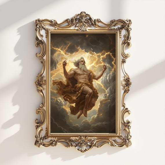 Baroque Style Zeus Portrait Art Print, Greek God
