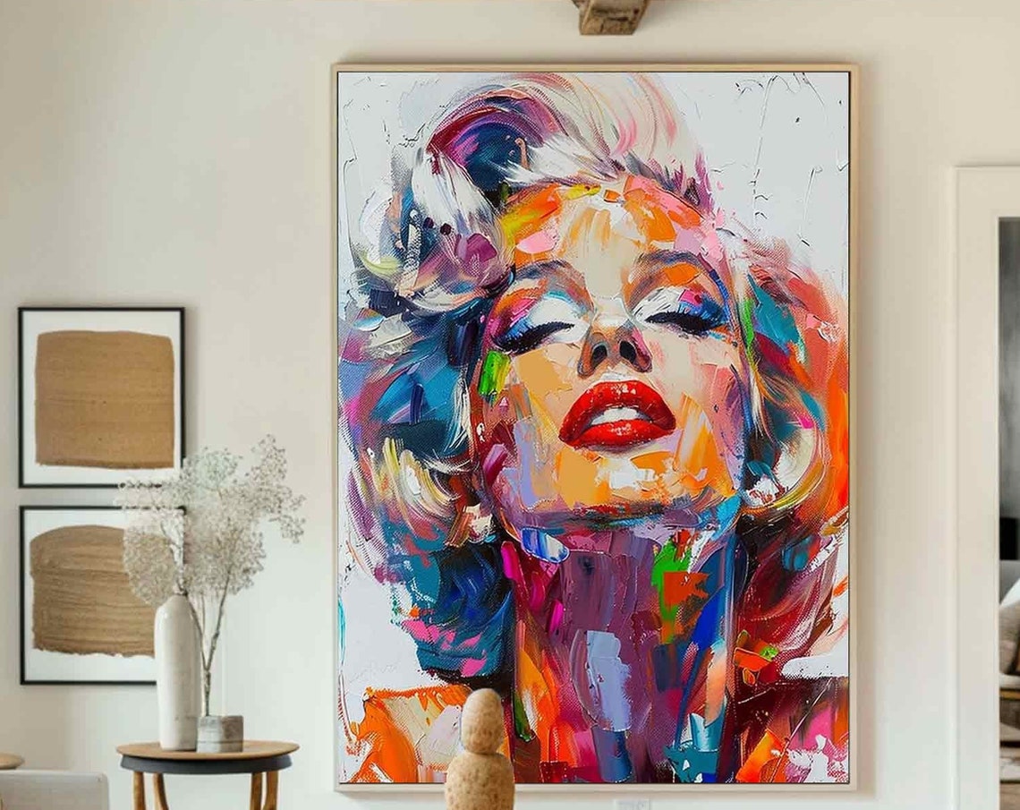 Original Woman Face Painting Female Portrait Art Woman Abstract Painting Colorful Portrait Painting Large Female Figure Texture Wall Art - Image 2