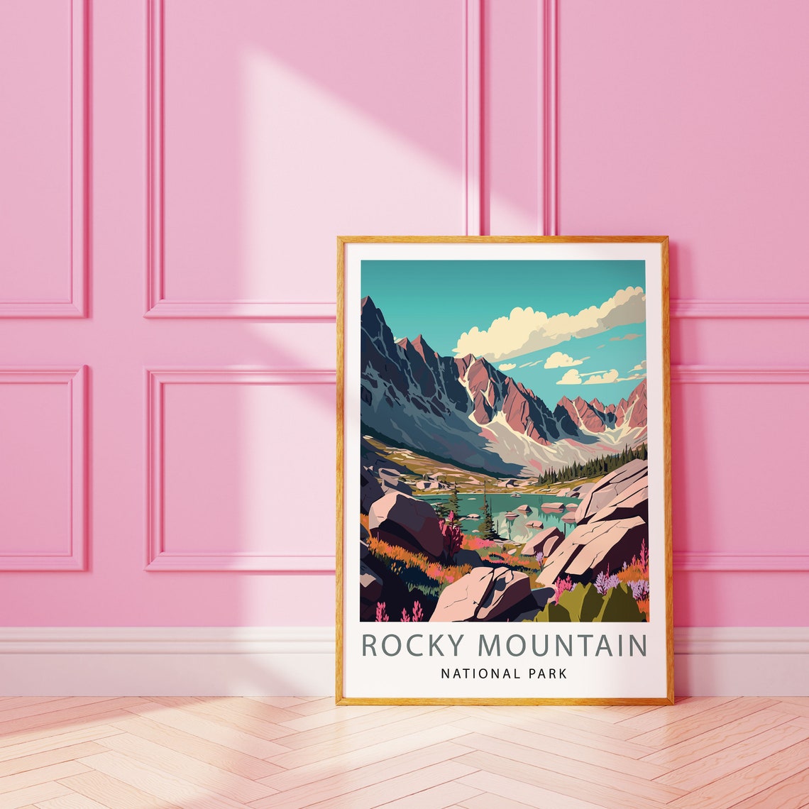 Rocky Mountain National Park Alpine Lake Peaks Travel Poster - Image 3