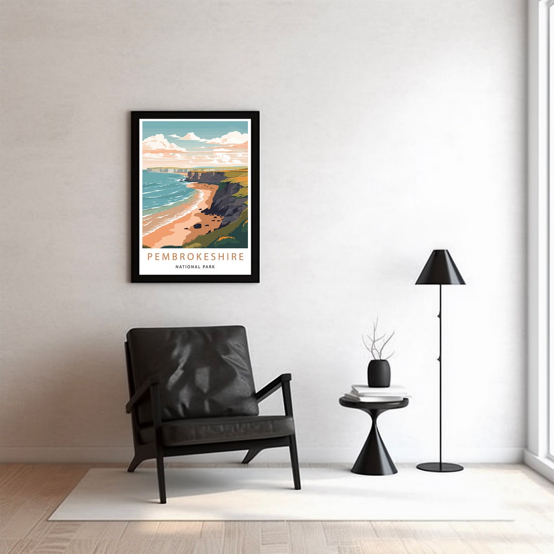 Pembrokeshire Coastal Cliffs Beach Wales National Park Travel Poster - Image 2