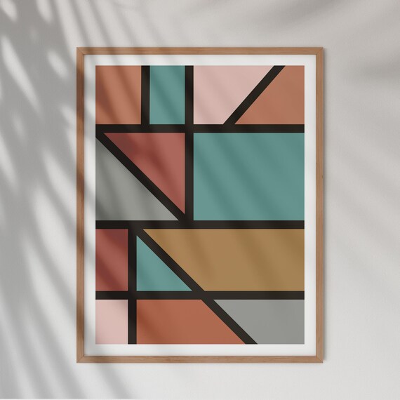 Minimalist Geometric Wall Art Modern Scandinavian Artwork Abstract Home Decor For Living Room Office Instant