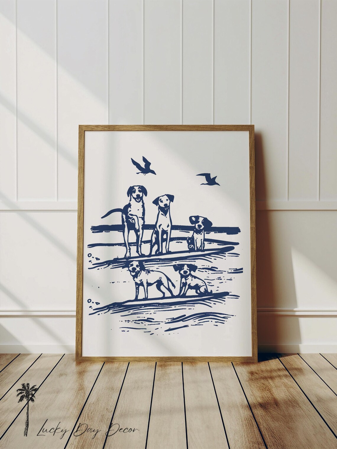 Whimsical Surf Pose Dog Days At The Beach Art Print