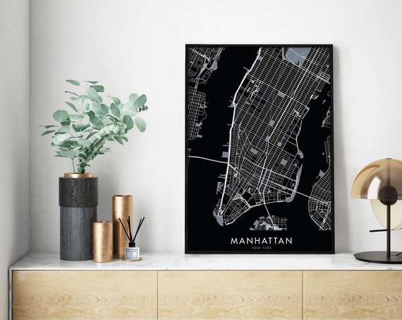 Manhattan New York City Map Art Print, Travel Map