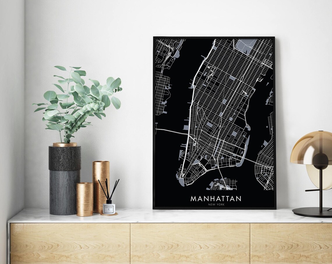 Manhattan New York City Map Art Print, Travel Map