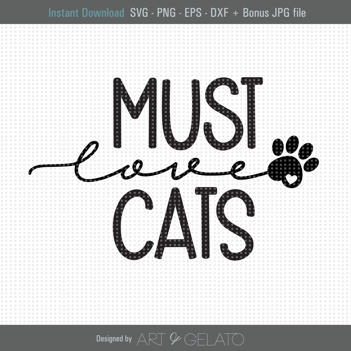 Must Love Cats Bold Black Paw Design Heart Pet Lover Quote Poster