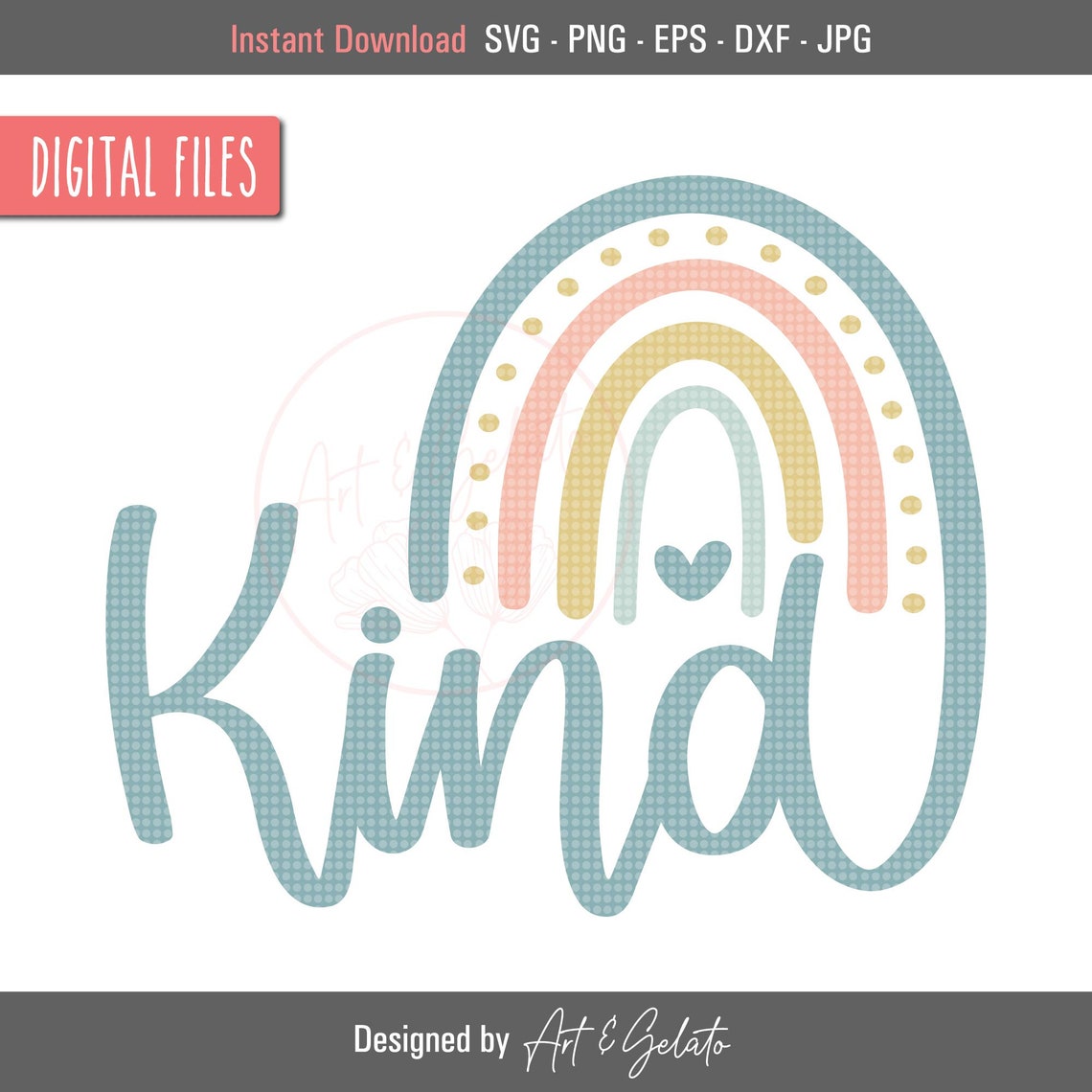 Kind Pastel Rainbow Gold Dots Be Kind Inspirational Quote Wall Poster
