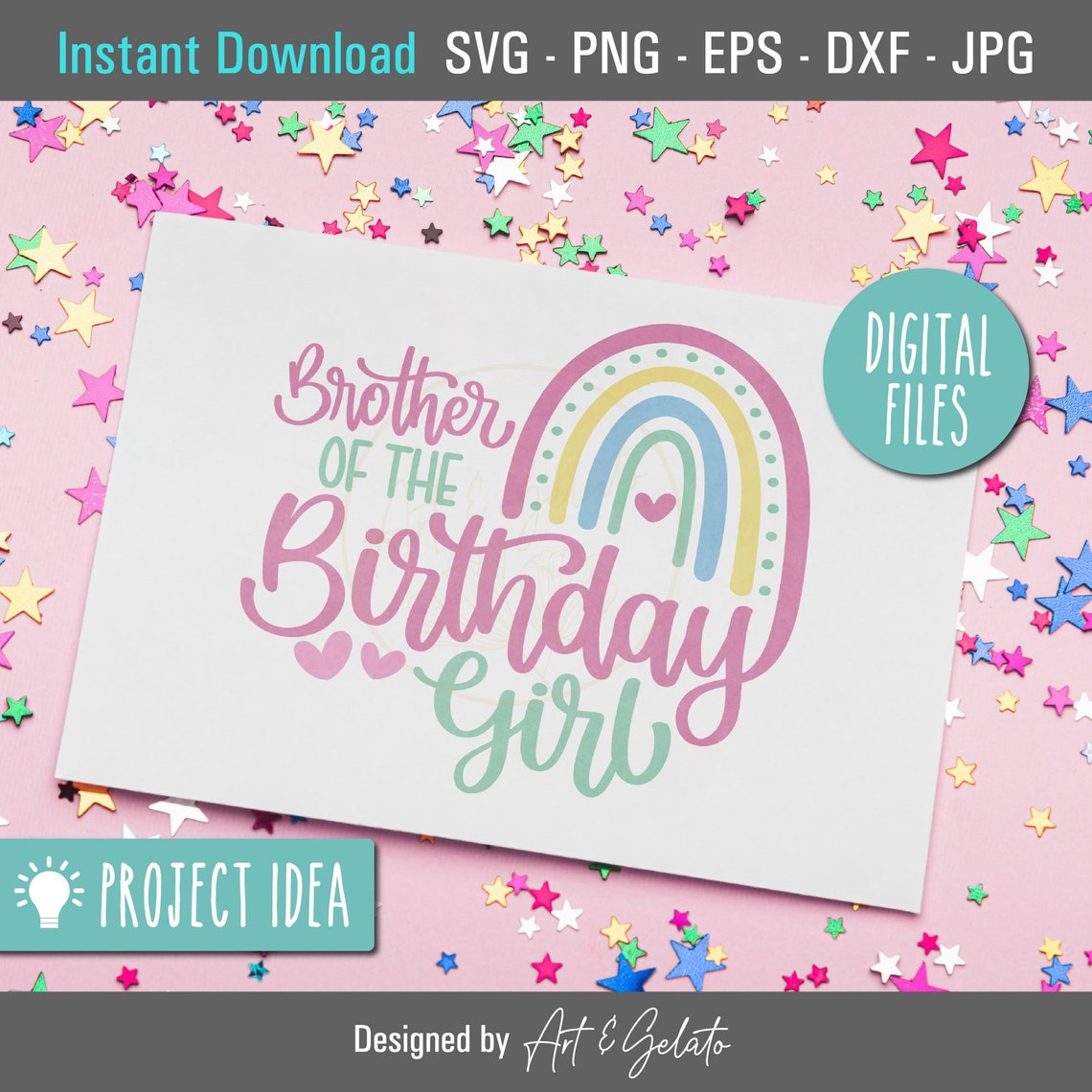 Brother Of The Birthday Girl Svg Birthday Rainbow Svg Brother Birthday Shirt Happy Birthday Svg Girl Birthday Party Rainbow Boho - Image 2