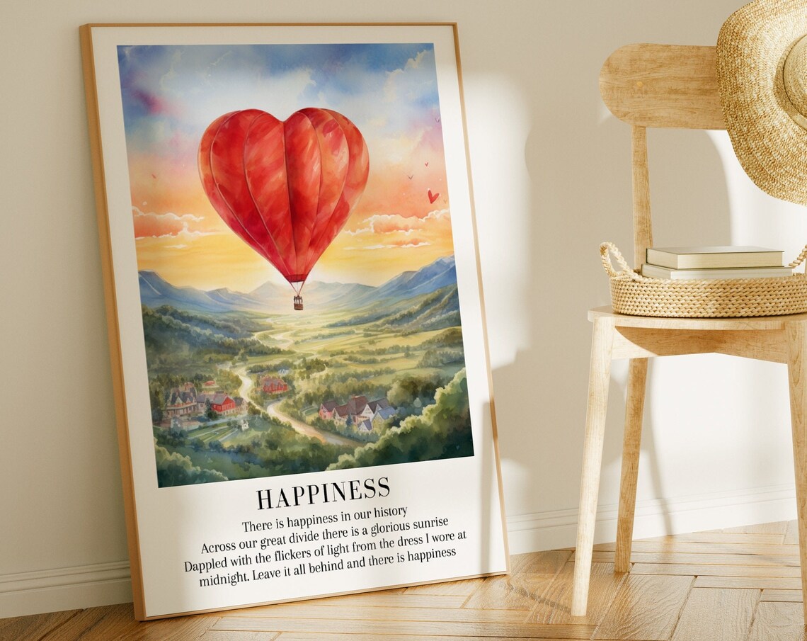 Happiness Taylor Swift Heart Balloon Sunrise Lyric Art Poster