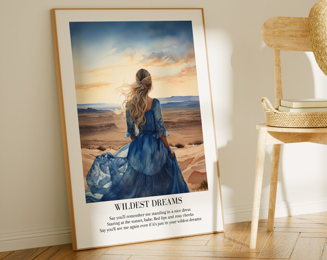Taylor Swift Wildest Dreams Lyric Desert Sunset Blue Dress Poster