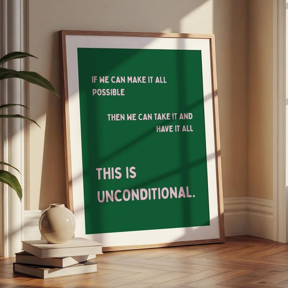 Unconditional Lyric Wall Print Sonny Fodera House Music Art Gift Edm Dj Song Prints A1 A2 A3 Physical Lyrics