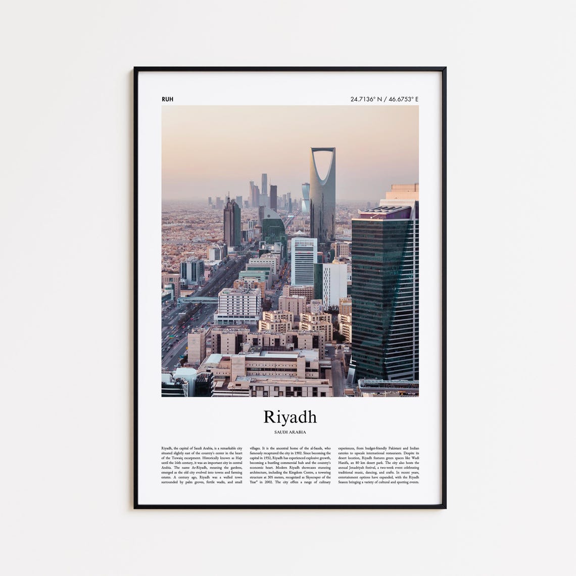 Riyadh Saudi Arabia Kingdom Centre Skyline Dusk Photo Poster