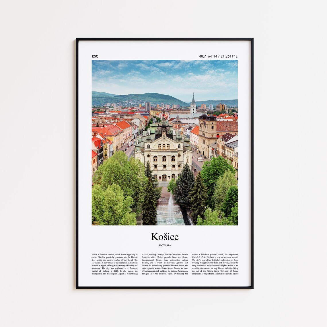 Kosice Slovakia Historic Old Town Square Aerial Photo Poster