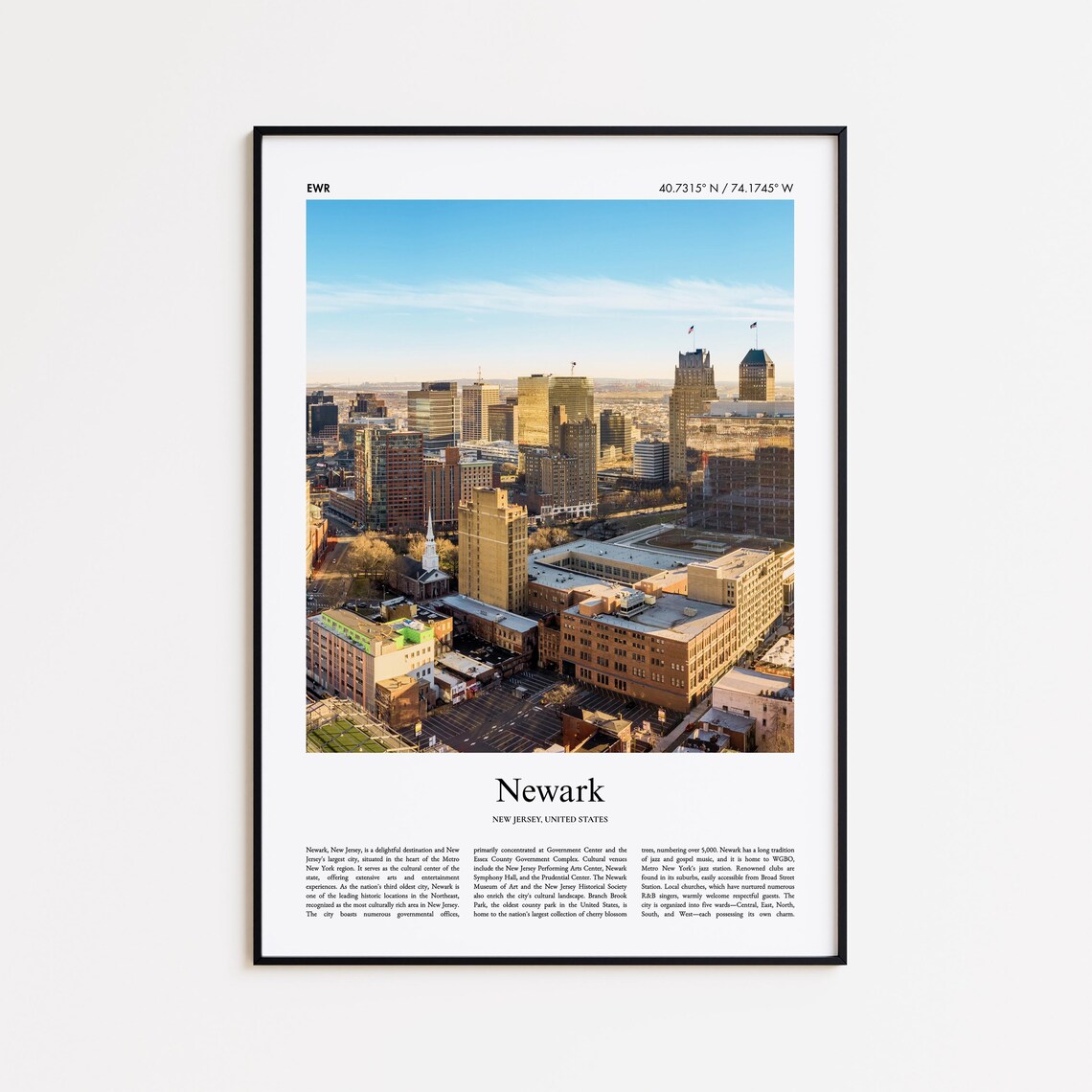 Newark New Jersey Downtown Skyline Aerial Urban Cityscape Poster