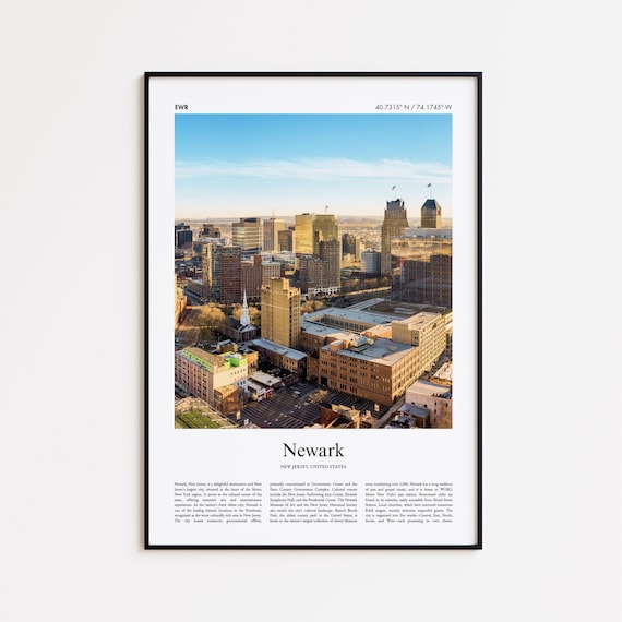 Newark New Jersey Downtown Skyline Aerial Urban Cityscape Poster