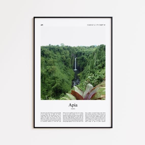 Apia Color Print Real Photo Poster Travel Gift Samoa Minimal City Wall Art