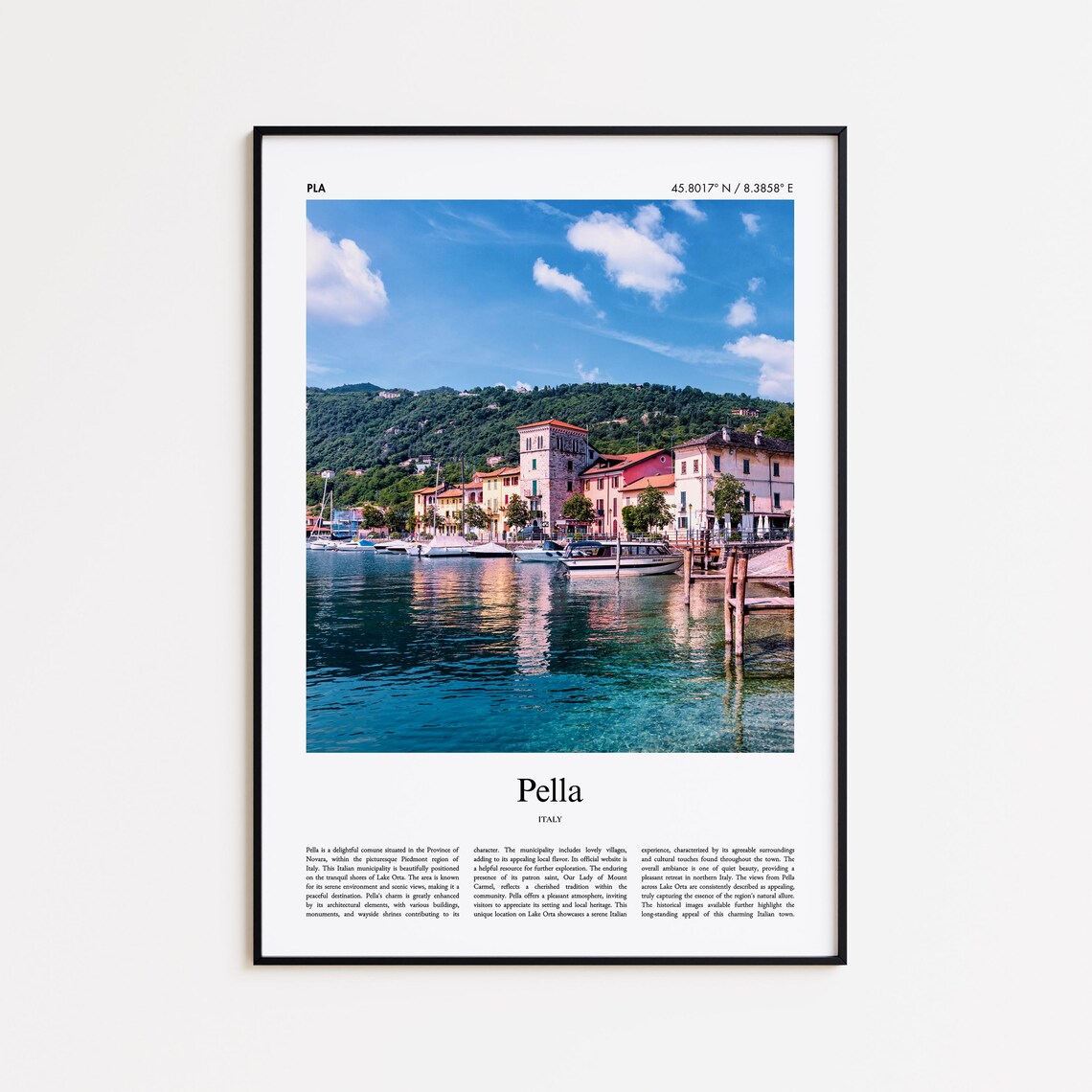 Pella Italy Lake Orta Waterfront Town Photography Travel Poster