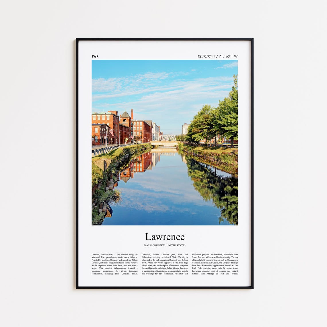 Lawrence Massachusetts Historic Mill Buildings Canal River City Poster