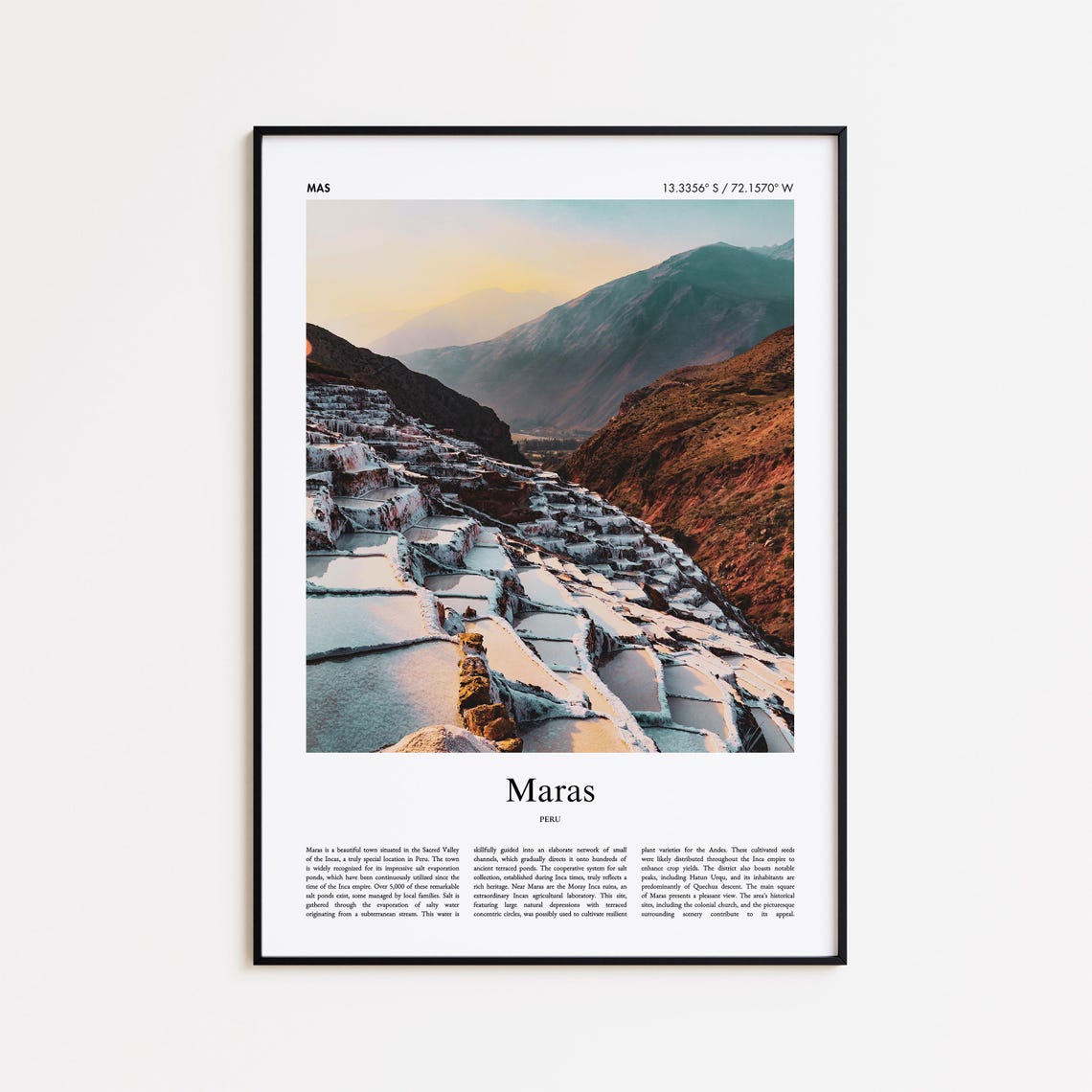 Maras Peru Salt Terraces Sacred Valley Minimal Travel Poster