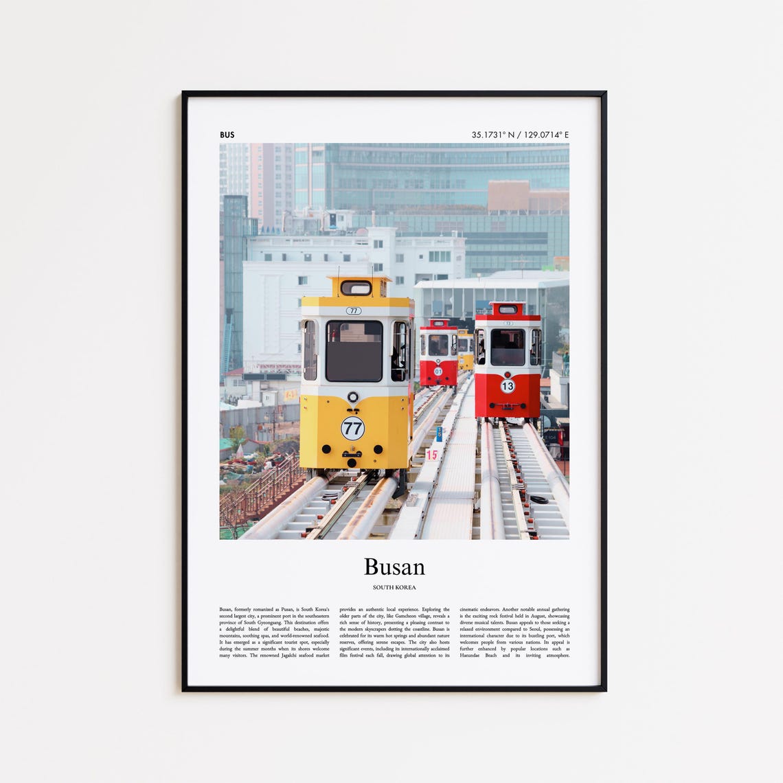 Busan South Korea Coastal Beach Train Colorful Cars Photo Poster