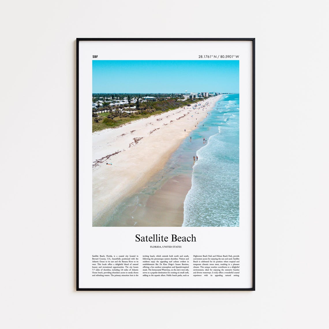 Satellite Beach Florida Atlantic Coast Aerial Shoreline Photo Poster