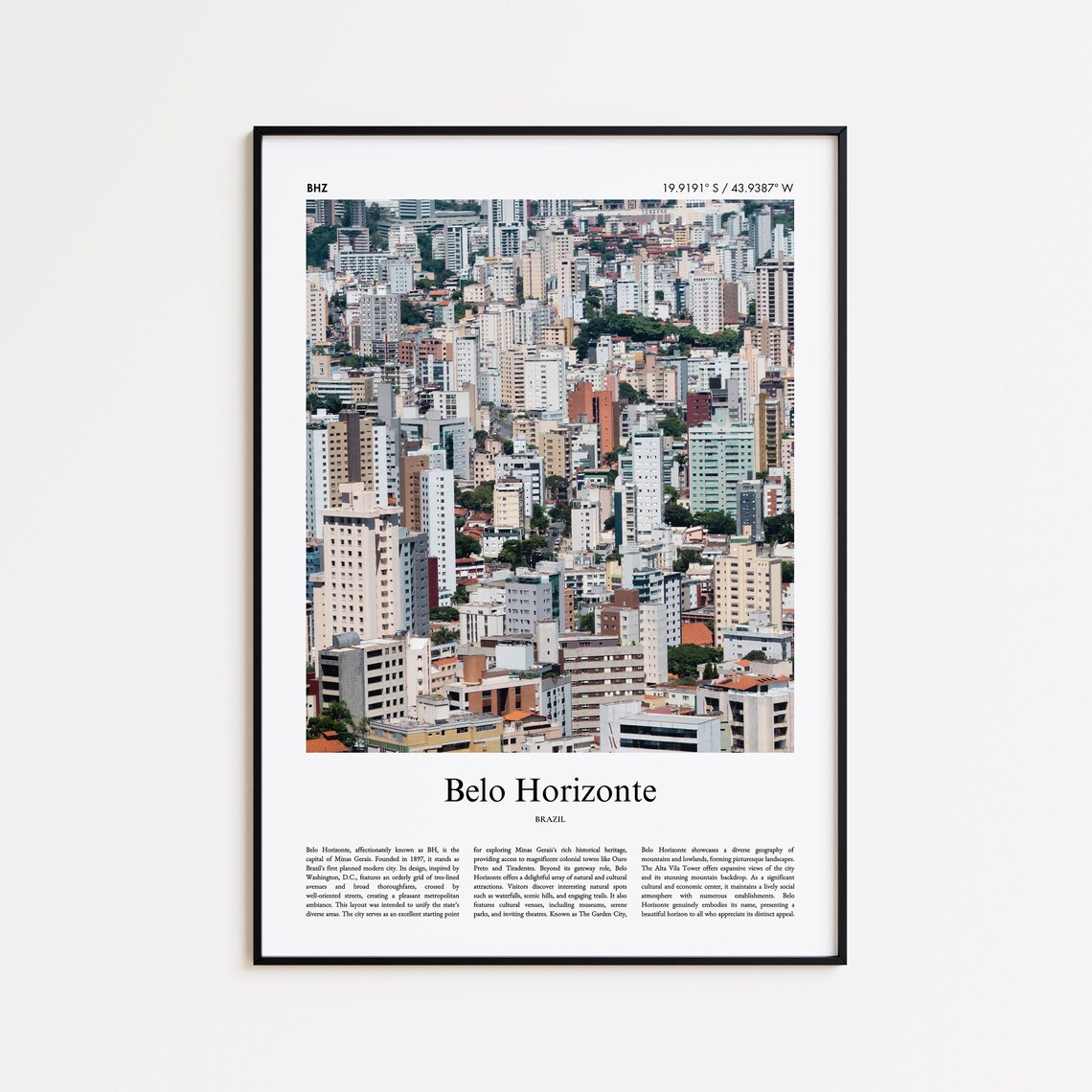 Belo Horizonte Brazil Dense City Aerial Skyline Urban Photo Poster