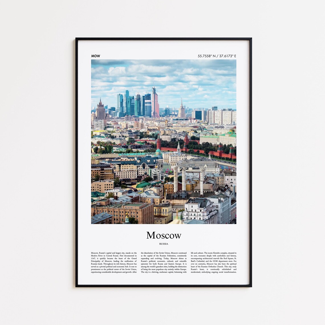Moscow Russia Modern Skyline City Towers Photo Travel Poster