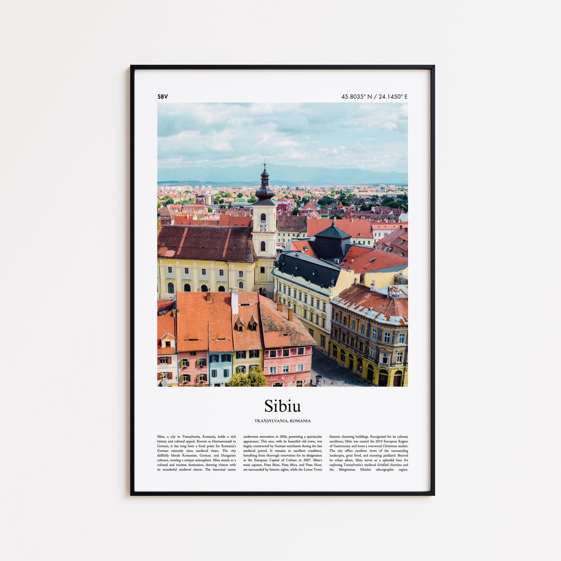 Sibiu Romania Medieval Old Town Rooftops Aerial View Photo Poster
