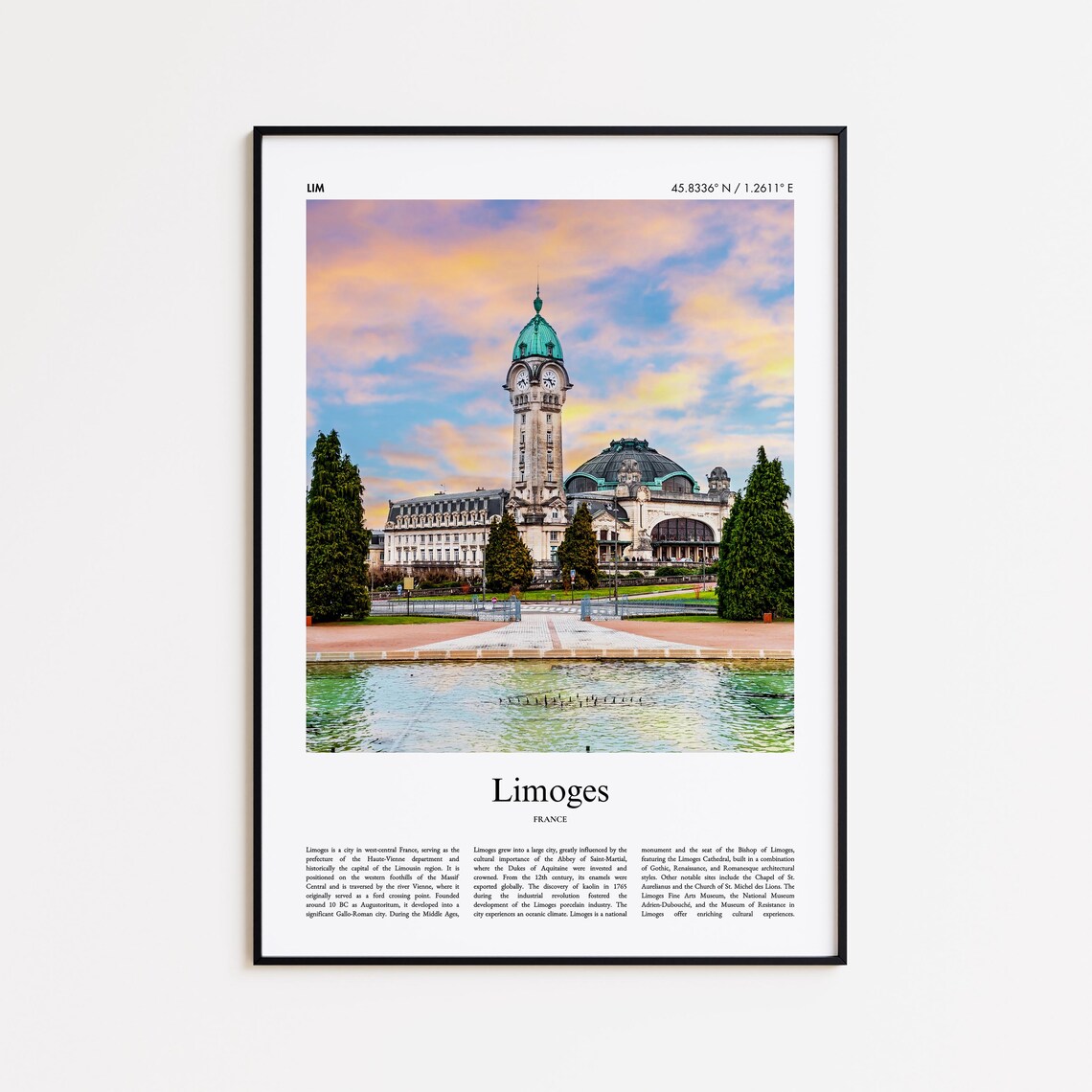 Limoges France Historic Train Station Sunset Photo Travel Poster