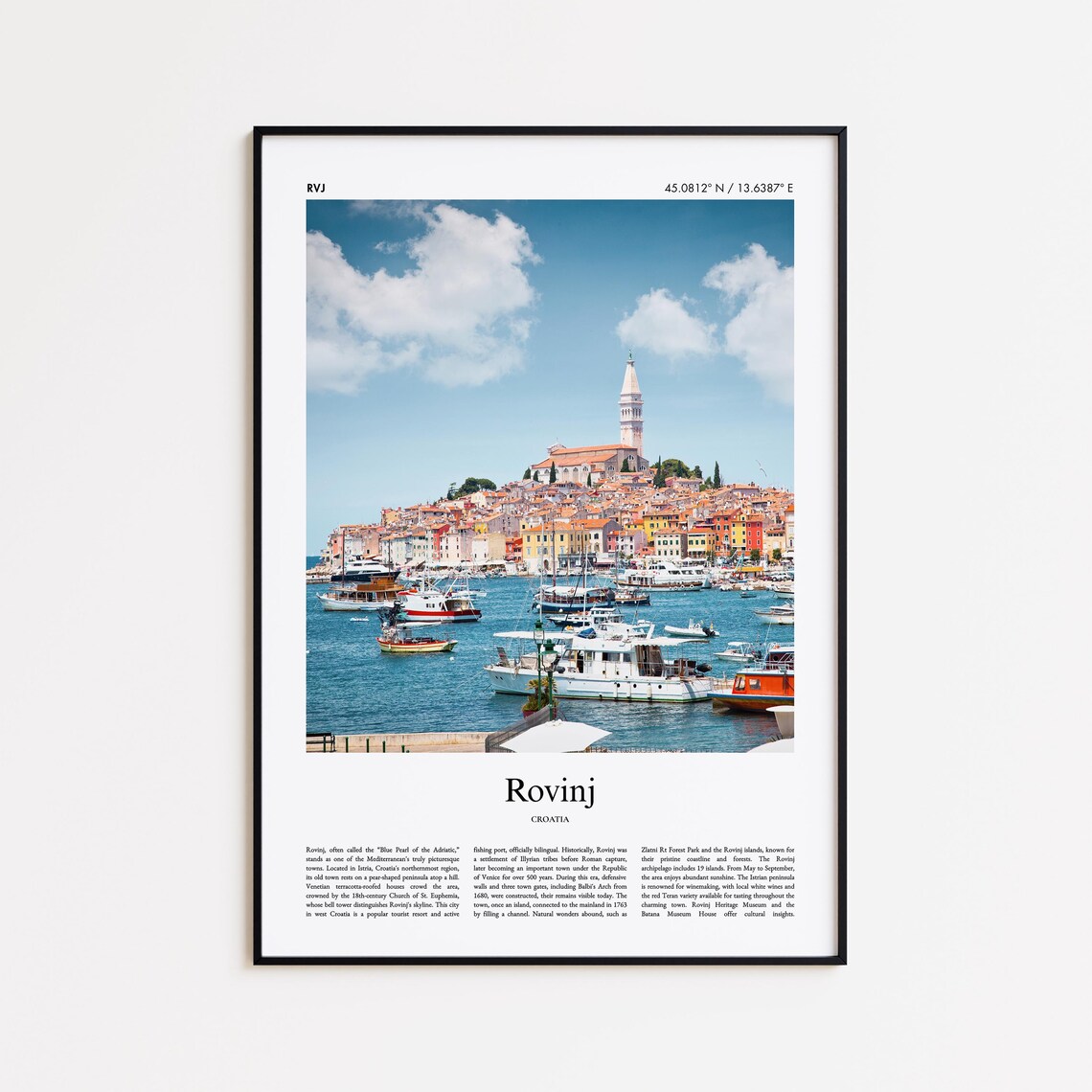 Rovinj Croatia Adriatic Harbor Old Town Colorful Travel Poster