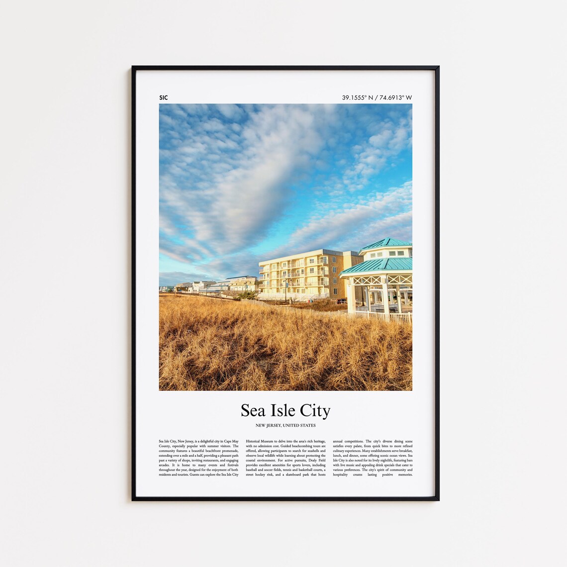 Sea Isle City New Jersey Beach Dunes Gazebo Shore Summer Travel Poster