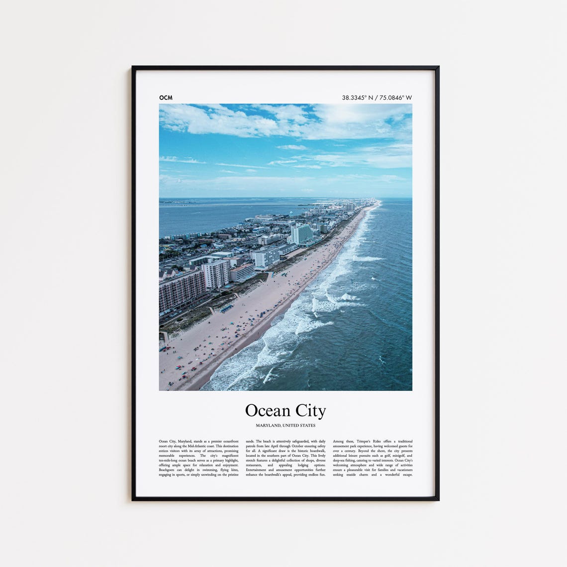 Ocean City Color Print Real Photo Poster Travel Gift Maryland United States Usa Wall Art