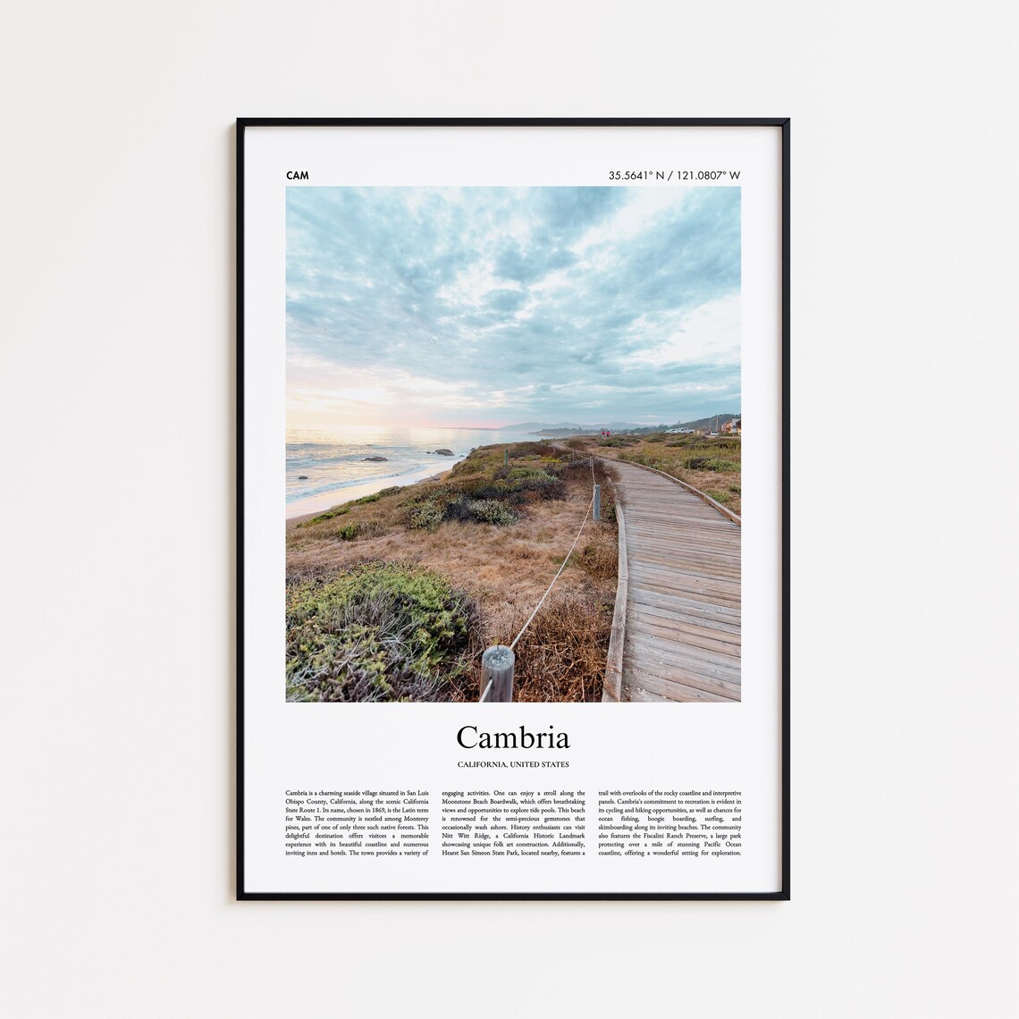 Cambria California Coastal Sunset Boardwalk Travel Photo Poster