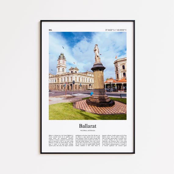 Ballarat Color Print Real Photo Poster Travel Gift Victoria Australia Minimal City