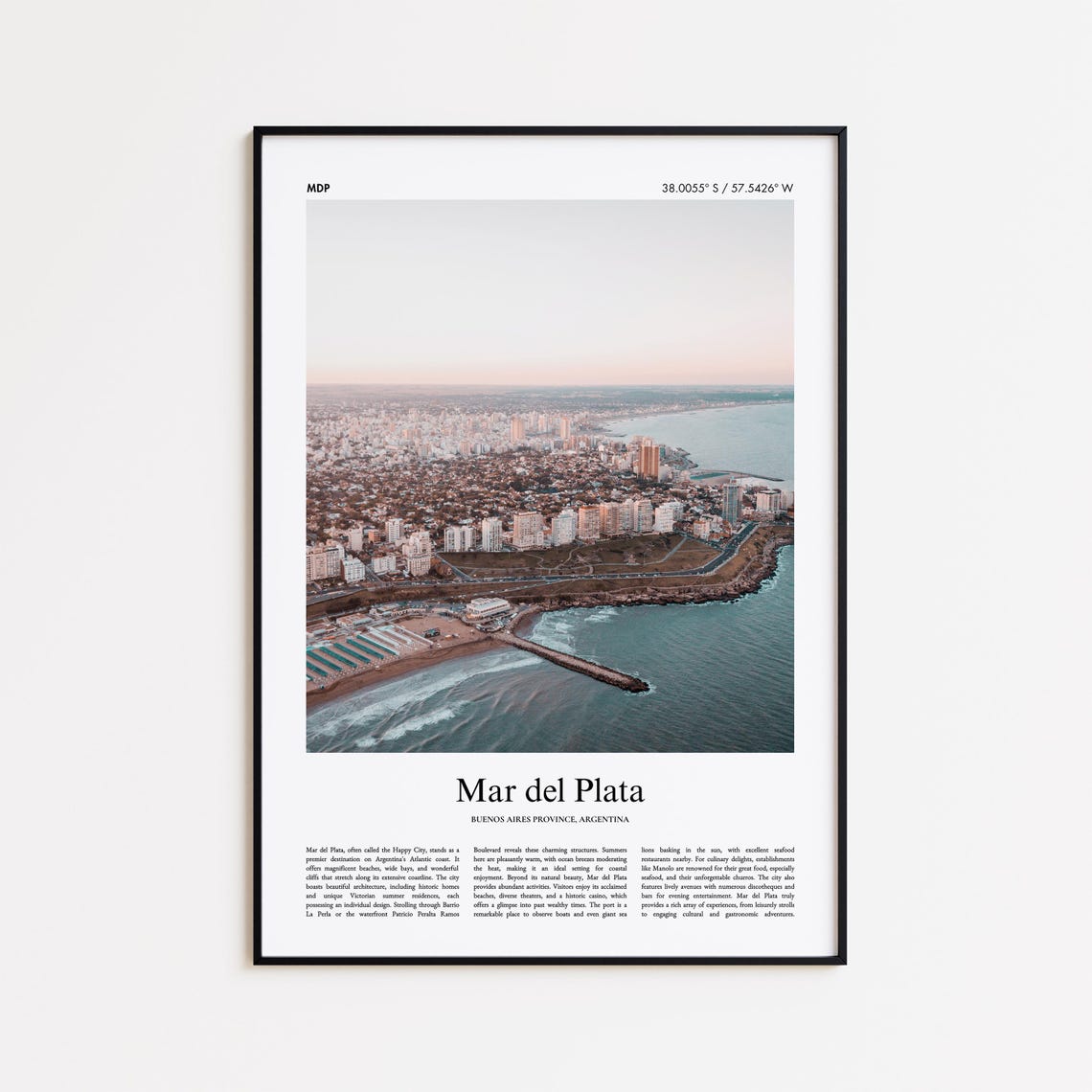Mar del Plata Argentina Atlantic Coastline Aerial Photo Poster
