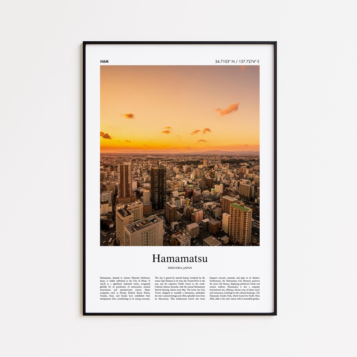 Hamamatsu Japan Shizuoka Fiery Sunset City Skyline Photo Poster