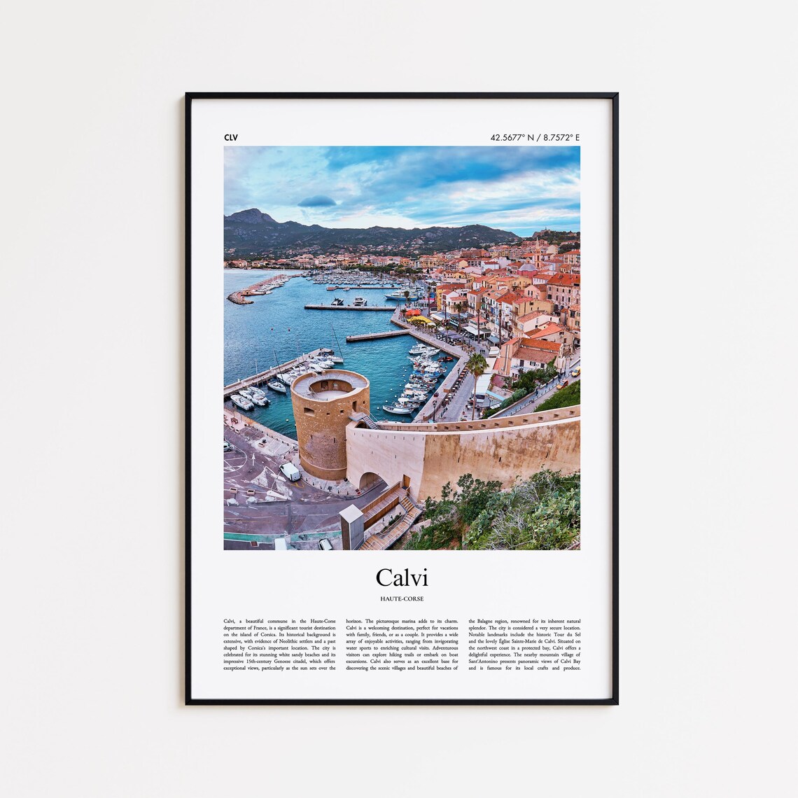 Calvi Corsica France Harbor Citadel Seaside Travel Photo Poster
