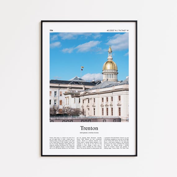 Trenton Color Print Real Photo Poster Travel Gift New Jersey United States Usa Minimal City