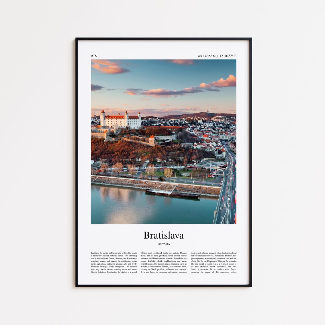 Bratislava Castle Sunset Danube River Slovakia City Photo Poster