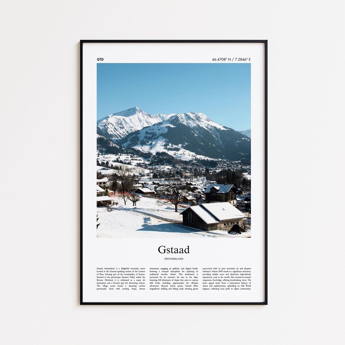 Gstaad Swiss Alps Snow Village Winter Ski Resort Photo Poster