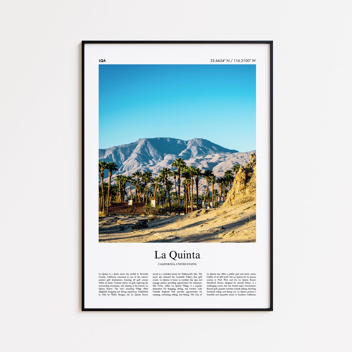 La Quinta California Desert Palms Mountain Coachella Valley Poster