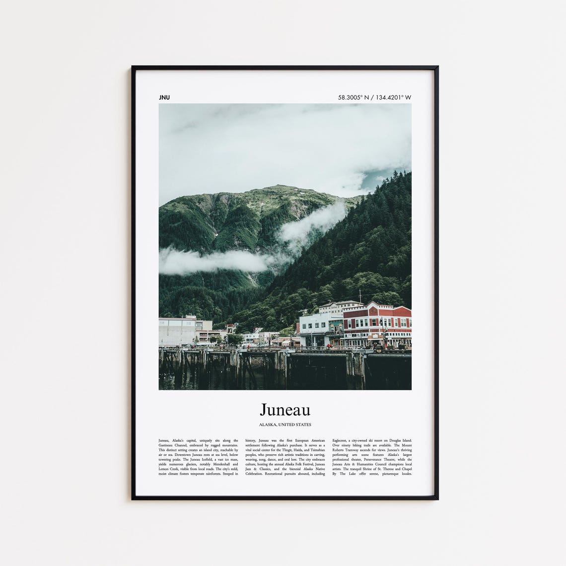 Juneau Alaska Scenic Mountain Harbor City Travel Gift Poster